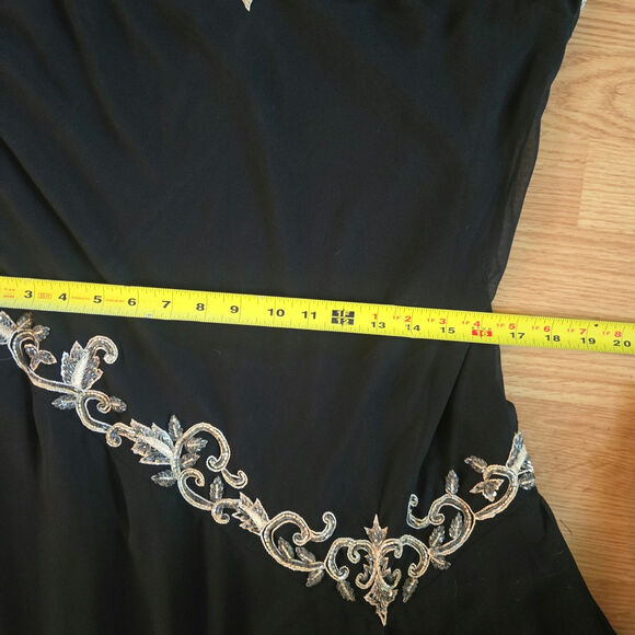 Vintage Y2K Whimsigoth Fairy Sheer Chiffon Beaded Asymmetrical Hem Dress 16 Hoco - Picture 11 of 12